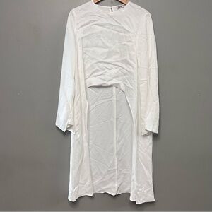 Zara Women’s White High/Low Long Sleeve Shirt W/ Flowy Tail Size Small